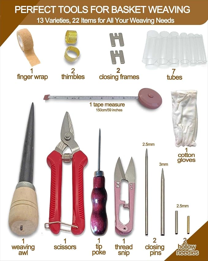 CCFREELIFE Upgrade 22 Pcs Basket Weaving Supplies, Basket Weaving Kits - Image 2