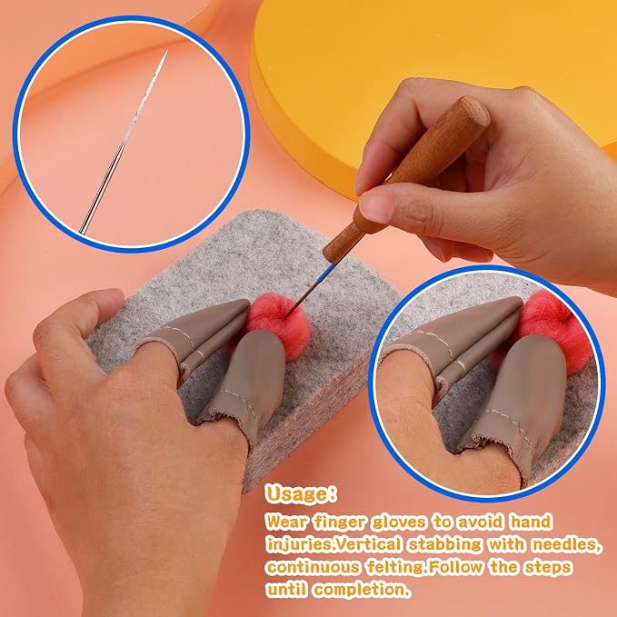 FTEVEN Felting Needles, Wooden Handle, Finger Cots Felting Supplies - Image 6