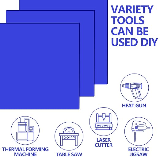 3 Pcs Blue 12 x 12 x 1/8 Inch Acrylic Sheets | Laser Cutting Plastic Plexiglass - Image 6