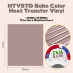HTVSTD Brown Stone Boho HTV Heat Transfer Vinyl 8pcs 12×10in | Vivid Color Iron - Image 2