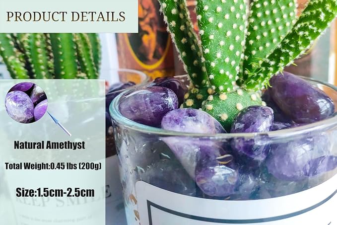 DUQGUHO Amethyst Healing Crystals Stones Set Natural Bulk Crystals Tumbled - Image 6