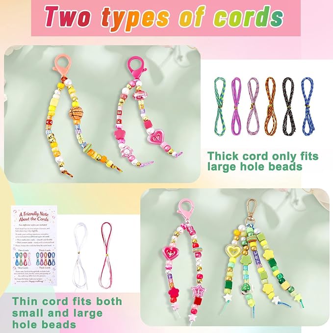 TOHONGADON 883 PCS Bead Keychain Making Kit, Colorful Bead Keychain Kits - Image 6