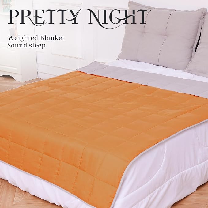 Weighted Blanket 7lbs Twin Size Orange Grey 41"x60" Weighted Blankets Heavy - Image 2
