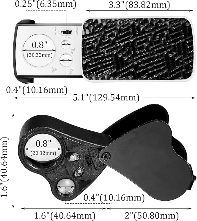 2 Pieces Jewelers Loupe 30X 60X 90X Illuminated Eye Loupe Magnifier Jewelry - Image 2