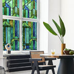 Original Hand Drawn Faux Stained Glass Window Film, Double-Sided Privacy Static by ChicSkin