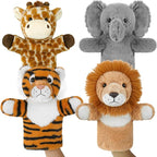 4 PCS 11 Inch Animal Hand Puppet Set Soft Realistic Wild Plush Puppets Toys by Okegztoa