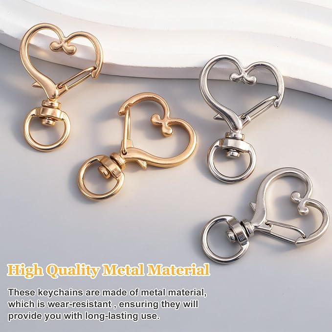 24 PCS Swivel Keychain Clasps, Heavy Duty Heart Shaped Spring Snap Clips - Image 5