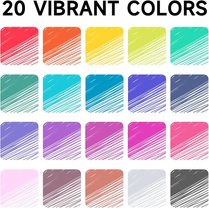 Lineon Erasable Gel Pens, 20 Colors Retractable 0.7mm Fine Point Erasable Pens - Image 2