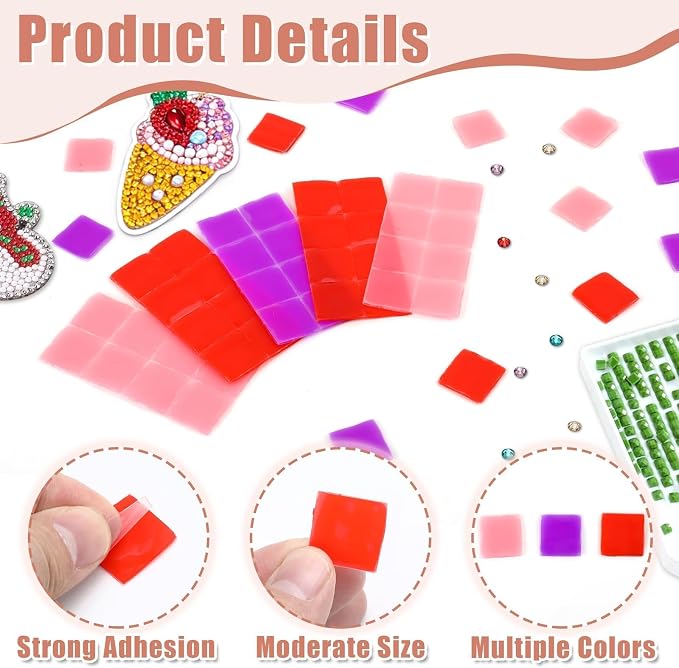 FEBSNOW 60 Piece Diamond Art Wax Pads Diamond Art Painting Glue Clay | Diamond - Image 3