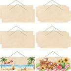 Patelai 20 Pcs Unfinished Hanging Wood Sign 9.8 x 3.9 Inch Rectangle Blank by Patelai