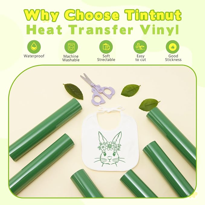 Tintnut Medium Green Heat Transfer Vinyl, easy cut & weed, stretch washable - Image 3