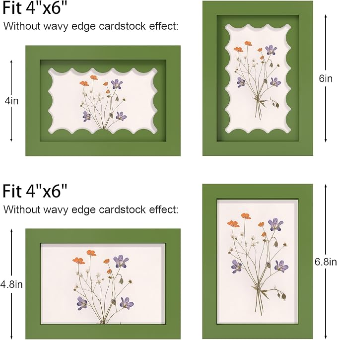 4x6 Picture Frame with Real Glass, Wooden cute 4 x 6 Photo Frame with Wavy Mat - Image 3