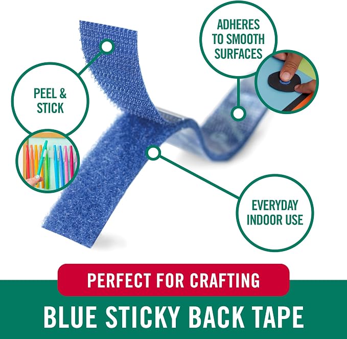 VELCRO Brand Colors | Blue Sticky Back Tape | 10ft Roll - Image 2