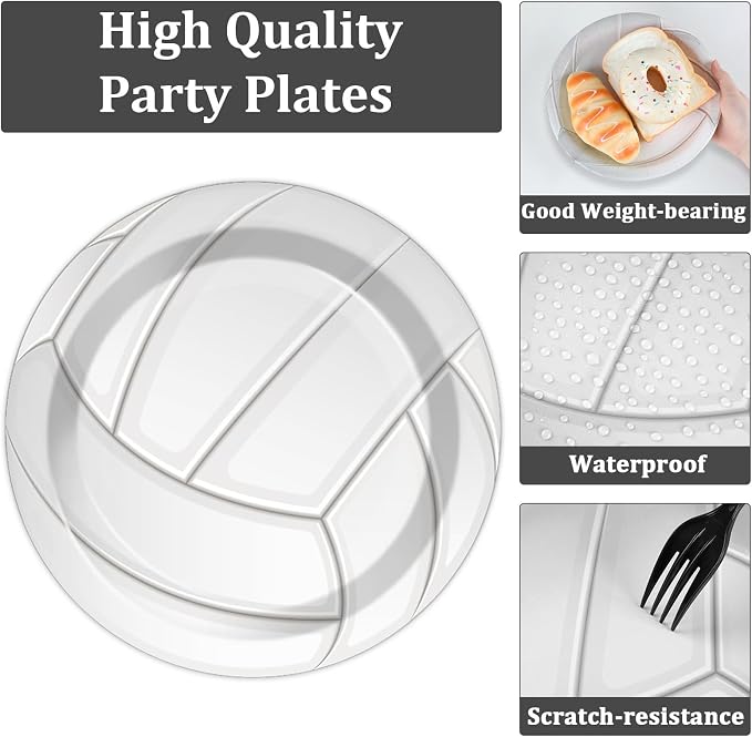 Qyeahkj 50 Guests Volleyball Plates and Napkins Party Supplies Volleyball - Image 3