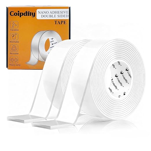 Double Sided Tape Heavy Duty for Wall Decor No Damage to Paint, Nano Two Sided by Coipdfty