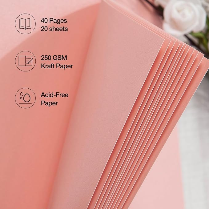 potricher 12 x 12 Inch DIY Scrapbook Album 40 Pages Hardcover Kraft Paper Scrap - Image 5