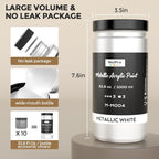 Nicpro Metallic Pearl White Acrylic Paint, 33.8oz/1000m Large Craft Paint | Non - Image 7