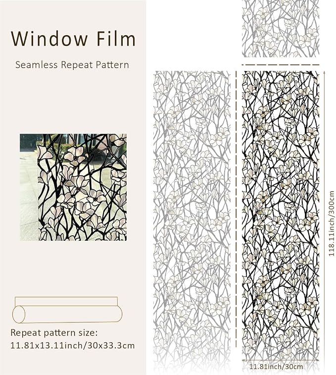 funlife Original Hand-Drawn Faux Stained Glass Window Film, Double-Sided Static - Image 3