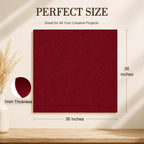 Wine Red Large Felt Fabric 36" x 36", 1mm Stiff Felt Sheet, Nonwoven Fabric - Image 3