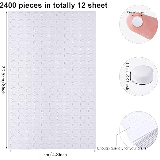 Outus 2400 Pieces Foam Dots Dual-Adhesive 3D Foam Tapes Pop Dots Adhesive Mount - Image 2