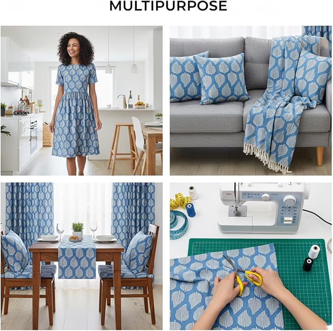 E-Tailor® Hand-Block Printed Pre-Cut Cotton Fabric Ideal - Image 4