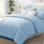 CozyLux King Size Comforter Set Baby Blue, 7 Pieces Bed in a Bag, All Season by CozyLux