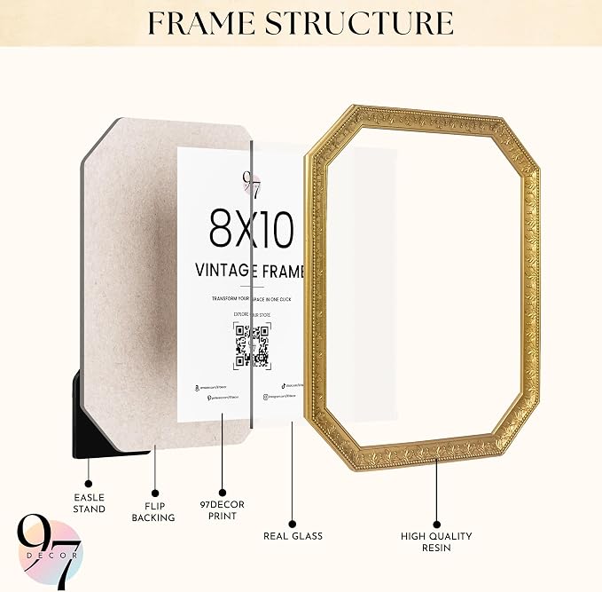 97 Decor Gold Vintage Picture Frames 8x10 - Image 3
