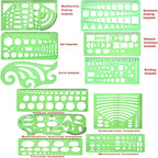 11 Pieces Geometric Drawings Templates Stencils Plastic Measuring Template - Image 2
