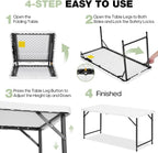 4ft Folding Table with Adjustable Height, 2-Level Foldable Table with HDPE Top - Image 6