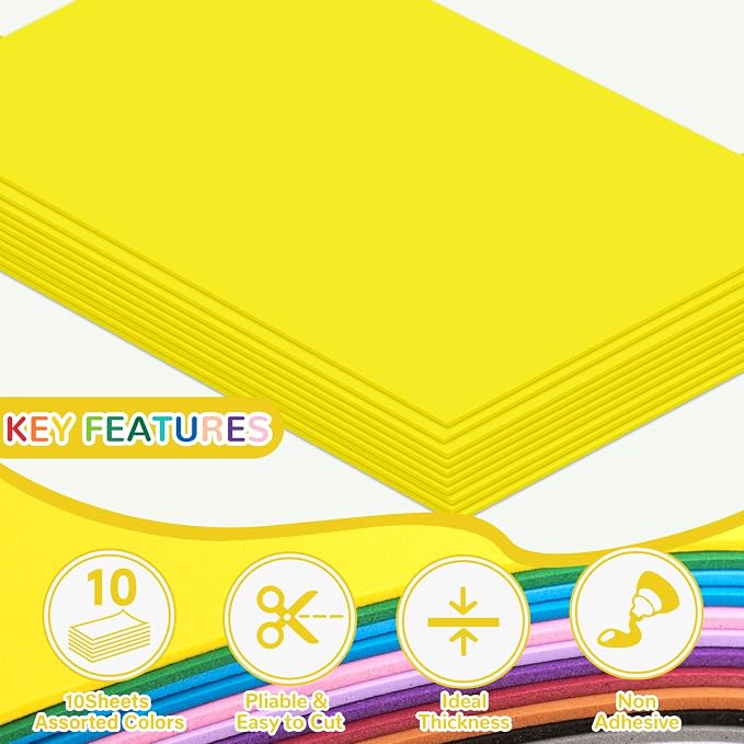 10 Pack Eva Foam Sheets Craft 8 x 12 inch | Foam Paper - Image 3
