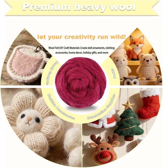 Wool Roving-3.5oz Needle Felting Wool, Soft Multi-Color Wool Fiber, Perfect - Image 3