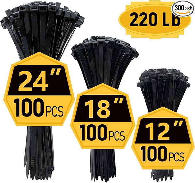 Zip Ties, Zip Ties Heavy Duty, Cable ties, Large Zipties Heavy Duty Black by ANOSON