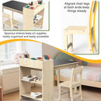 doowroodni Kids Art Table and Chair Set, Sturdy Beech Wood Study Desk - Image 4