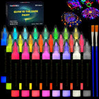 FansArriche Glow in the Dark Paint, 24 Colors x 20 ml Fabric Paint | 3D Neon by FansArriche