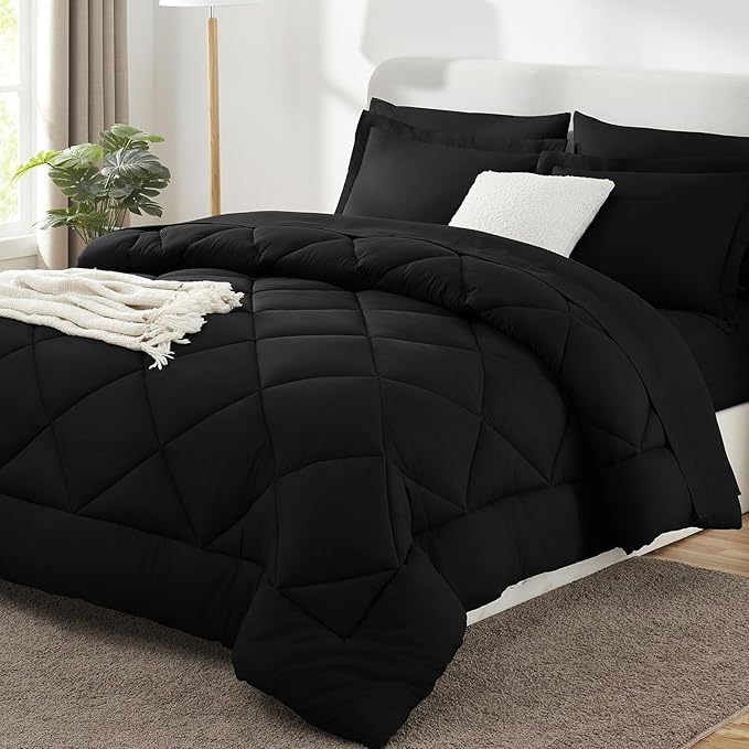CozyLux Oversized Queen Comforter Set Black by CozyLux