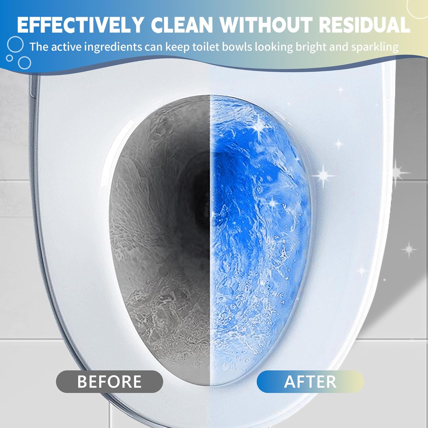 Toilet Bowl Cleaner Tablets, Automatic Toilet Bowl Cleaners, Long-Lasting Toilet Tabs Drop in Tank for Deodorizing & Descaling, Blue & Yellow, 12 Packs