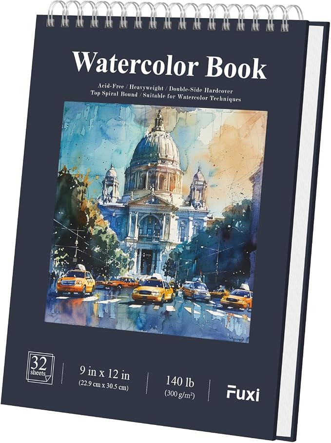 Fuxi Water Color Paper 9 x 12, Watercolor Sketchbook 140 lb Cold Press by SketchBook