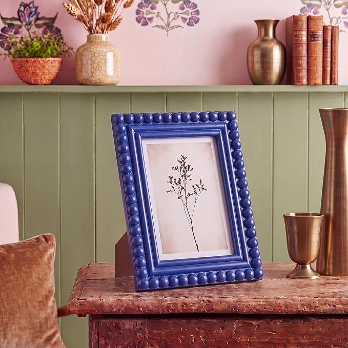 1 Pack 5 x 7 Picture Frame, Wood Beaded Boho Photo Frame, Vintage Photo Display - Image 3
