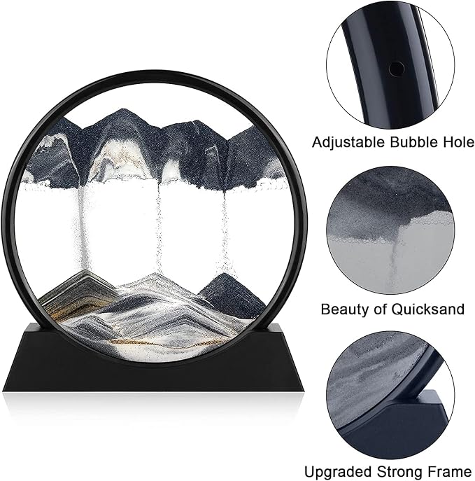 rysnwsu 3D Dynamic Sand Art Liquid Motion, Moving Sand Art Picture Round Glass - Image 3
