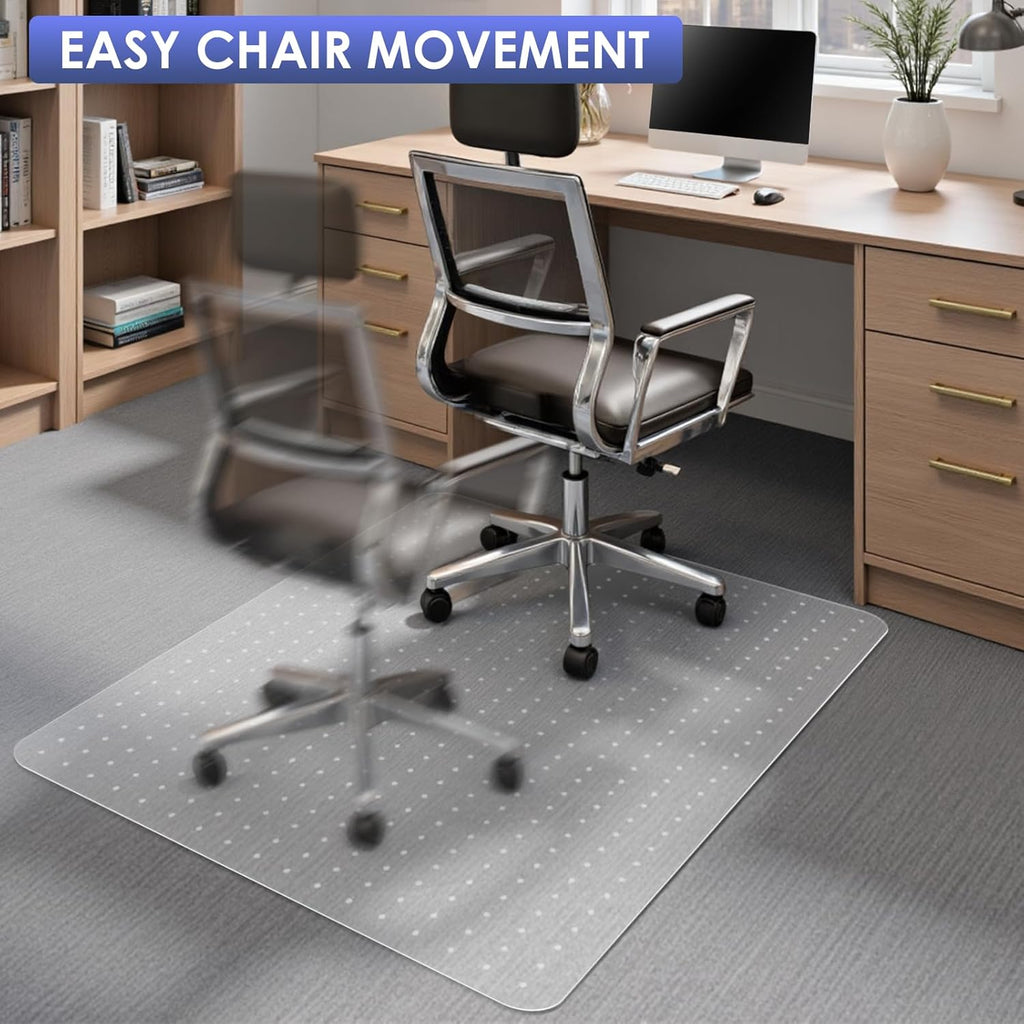 Kuyal Office Chair Mat for Carpet, 46x60 Clear Heavy Duty Computer Chair Mat, Under Desk Protector Carpeted Floors Mat, Easy Chair Movement,Ship Flat