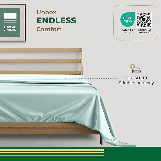 THREAD SPREAD 100% Organic Cotton Percale Flat Sheet Twin XL Size - Image 3
