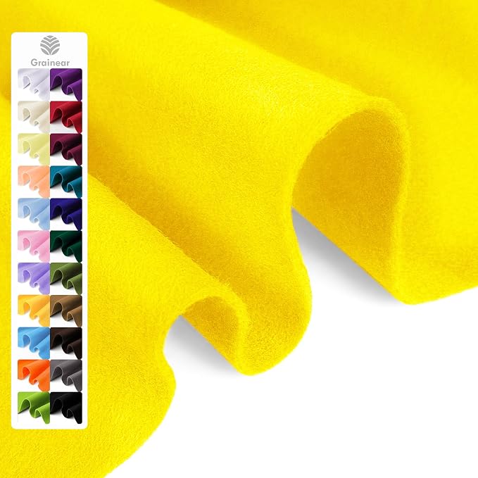 Yellow Soft Felt Fabric Sheet 36" x 36", 1.6mm Thick, Premium Craft Felt by Grainear