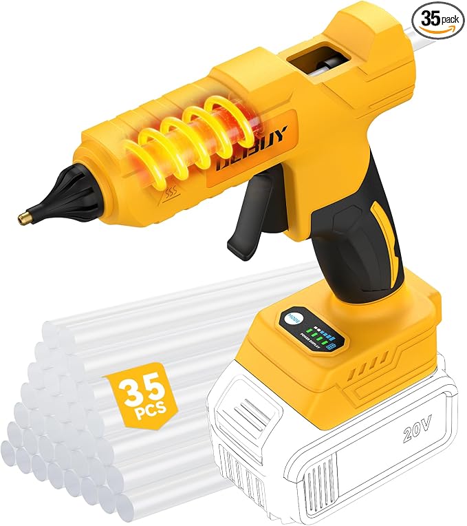 Cordless Hot Glue Gun for De-Walt 20V Battery - 100W Hot Glue Gun and 35PCS by OLIBUY