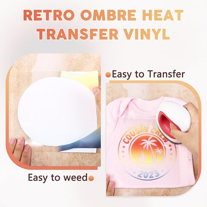 Gradient HTV Heat Transfer Vinyl 15 Sheets 12×10in Iron on Vinyl | Ombre - Image 3