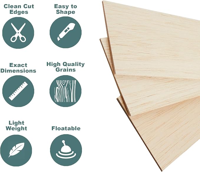 12 Sheets 8x4 Inch Unfinished Balsa Wood Sheets Thick - Image 5