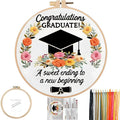 FONNUY Graduation Embroidery Kit, Floral Grad Cap Design Cross Stitch Kits by FONNUY