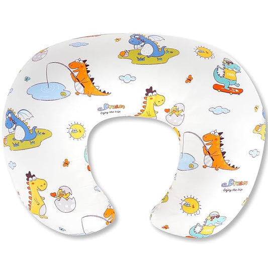 Nursing Pillow, Breastfeeding Pillows with Standard Size Removable Cover, Breast Feeding Pillow with Breathable Filling, Ergonomic Nursing Essentials for Bottle and Breastfeeding- Dinosaurs