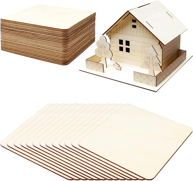 TKOnline 25Pcs 6 x 6 x 1/10 Inches Unfinished Basswood Sheets - Image 6