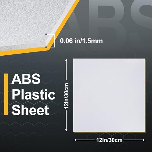 Plastic Sheet 12" x 12" x 0.06", Abs Plastic Sheets 6 Pack - Image 2