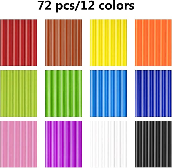 ENPOINT Colored Hot Glue Sticks, EVA 12 Colorful Adhesive Purpose Glue Stick - Image 2